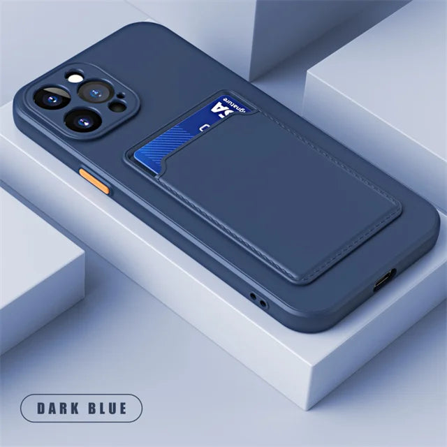 Luxury Soft Silicone Wallet Case Funda For iPhone 17 Air 16 15 14 11 13 12 Pro Max Plus Card Holder Slot Back Cover Protective