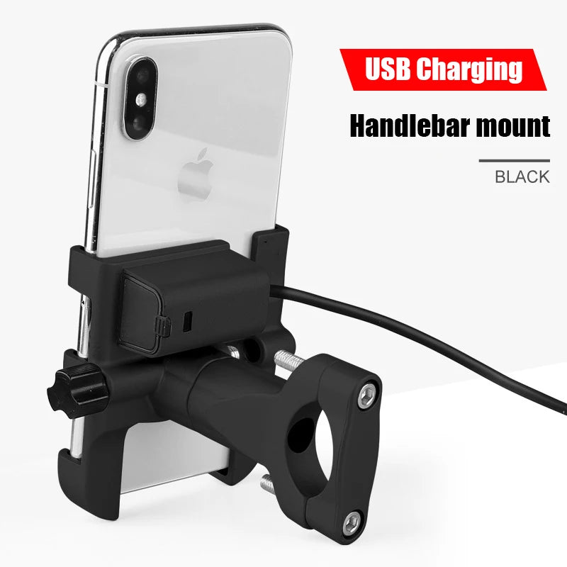 SMOYNG Aluminum Alloy Motorcycle Phone Holder Stand With USB Charger Support Moto Mirro Handlebar Mobil Bracket Mount For iPhone