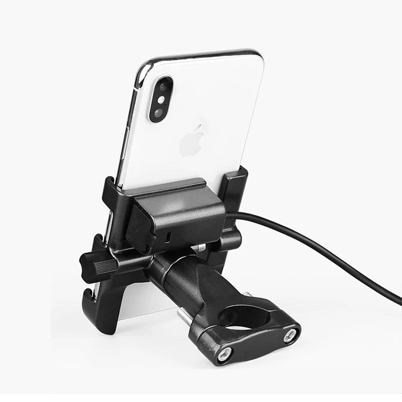 SMOYNG Aluminum Alloy Motorcycle Phone Holder Stand With USB Charger Support Moto Mirro Handlebar Mobil Bracket Mount For iPhone