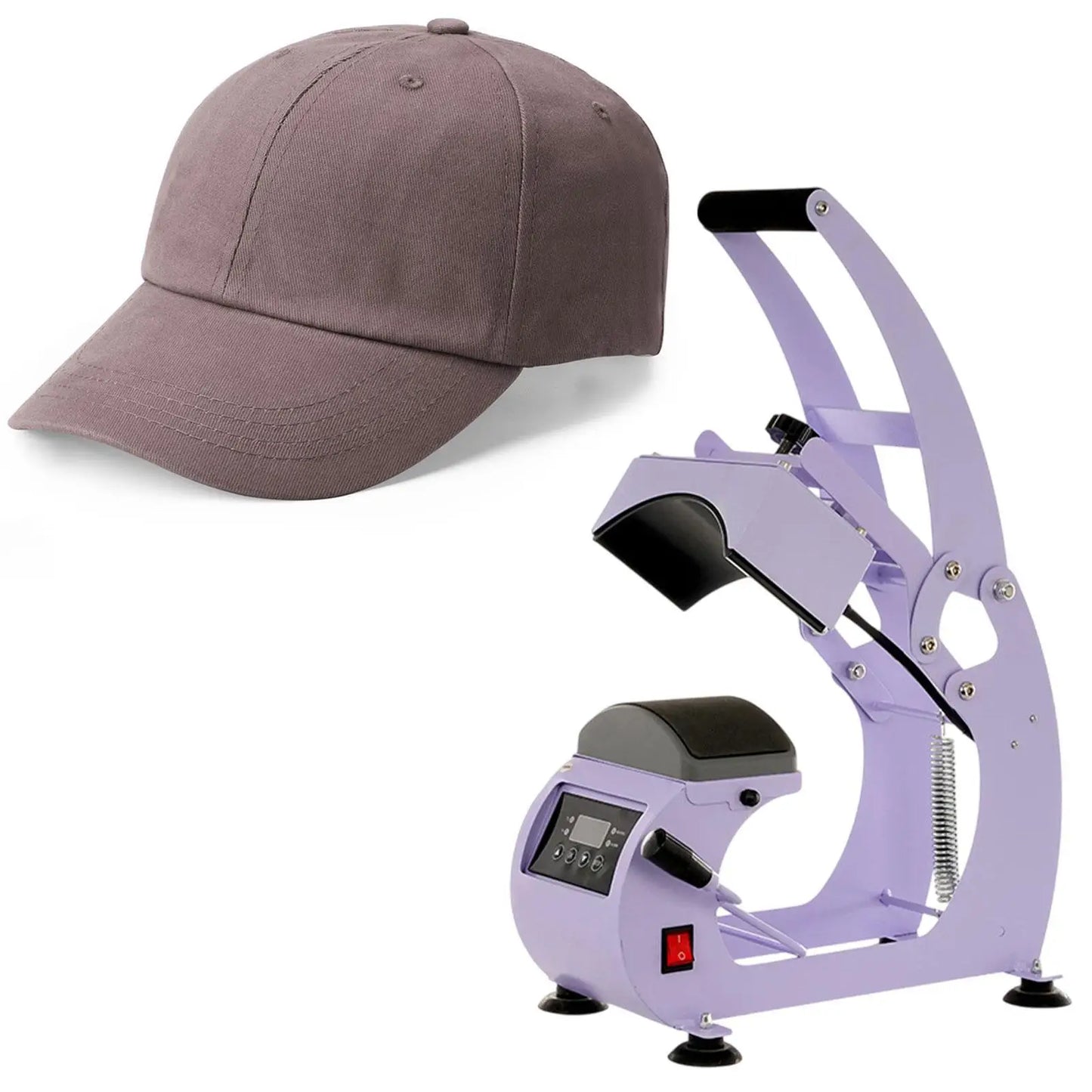 Cap Heat Press Machine Stable Performance 550W with 2Pcs Interchangeable Platens Resuable Hat Heat Press with Cap Stretcher