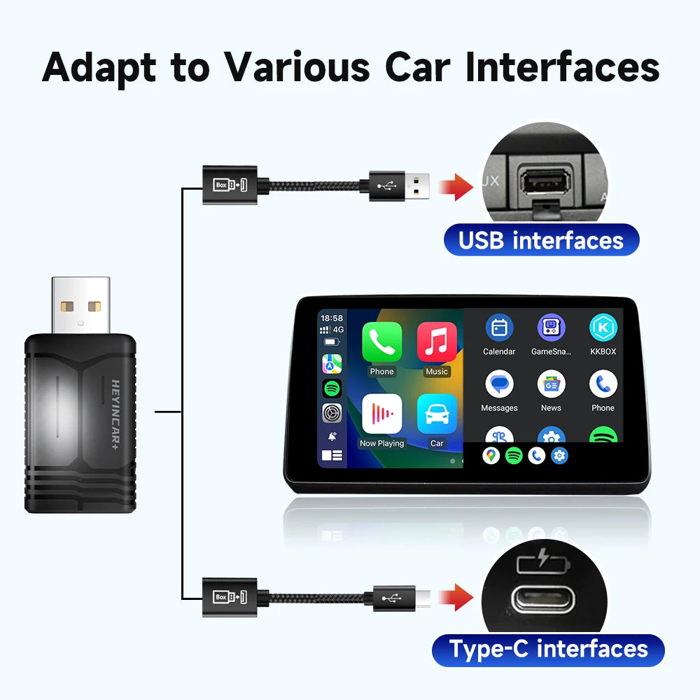 2024 NEW HEYINCAR 2in1 Wireless Android Auto Adapter  Carplay Wireless For Renault Arkana Captur Clio MEGANE AUSTRAL ZOE E-Tech