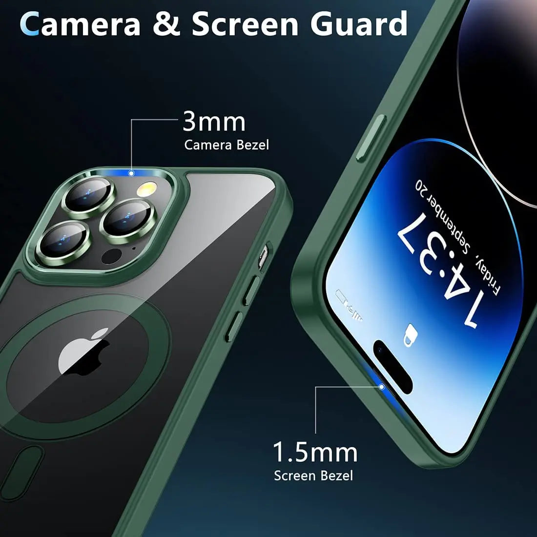 Green Camera Lens Screen Protector Case For Magsafe Mag Safe iPhone 15 15Pro 14 Plus 13 Pro Max 12 11 14Pro Cover Accessories