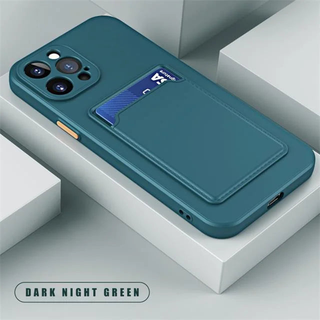 Luxury Soft Silicone Wallet Case Funda For iPhone 17 Air 16 15 14 11 13 12 Pro Max Plus Card Holder Slot Back Cover Protective