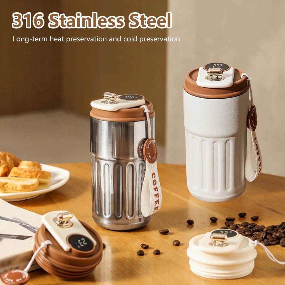 Smart Digital Thermal Bottle Portable Coffee Mug Stainless Steel Water