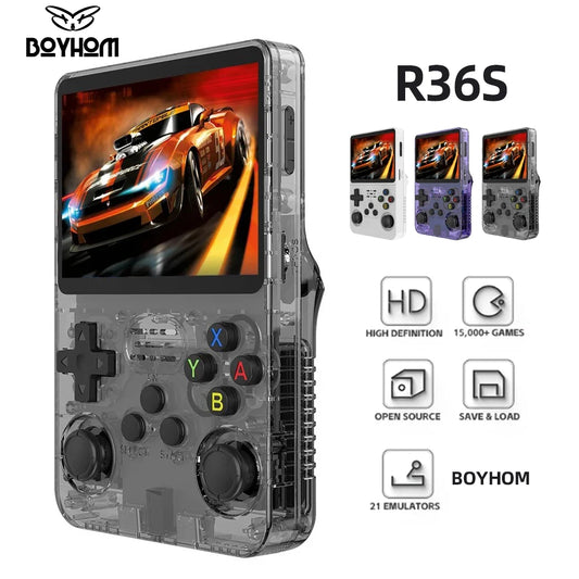 BOYHOM NEW R36S Retro Video Game Console Linux System 3.5 Inch IPS Screen Portable Pocket Player 64GB 128G Games best Kids gifts